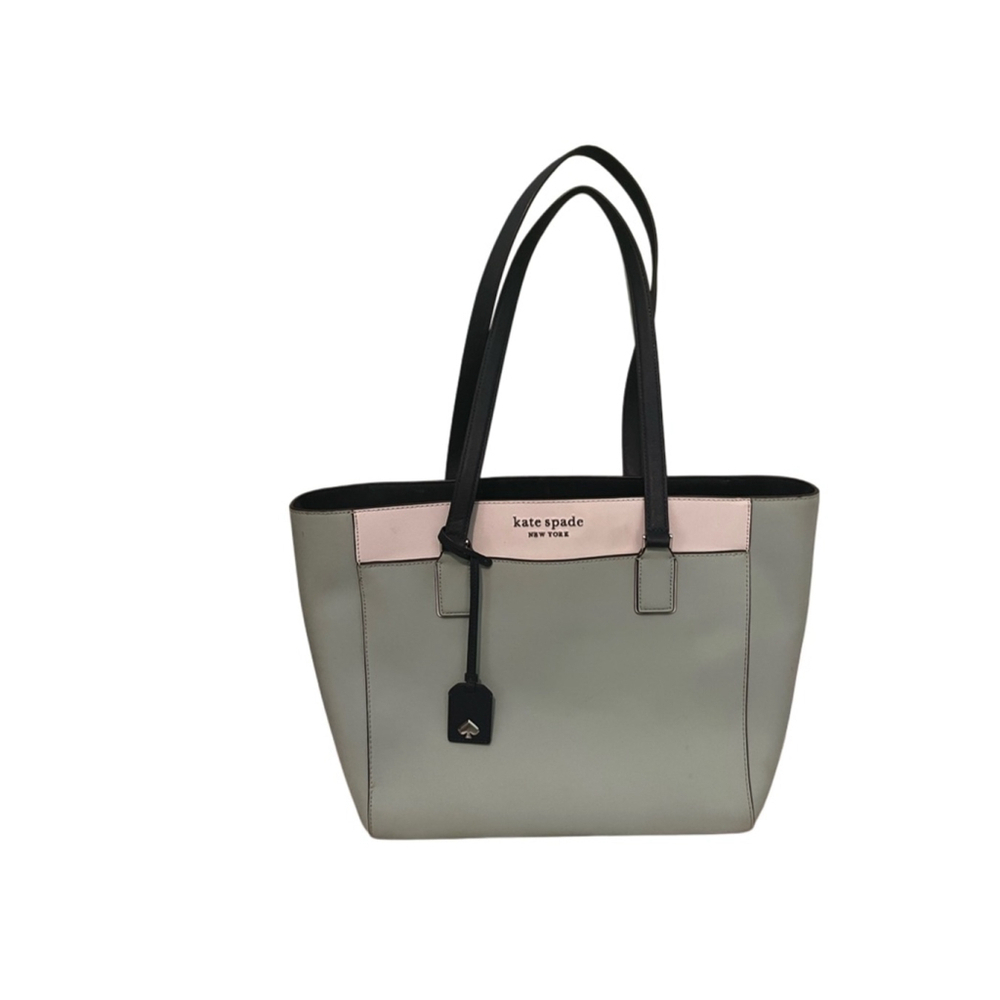 Kate Spade New York Laptop Tote Bag Leather Gray and Pink - Picture 4 of 7
